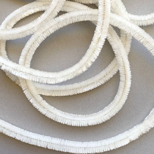 Soft 14mm Wired Chenille Cording in Antique White ~ 1 yd.